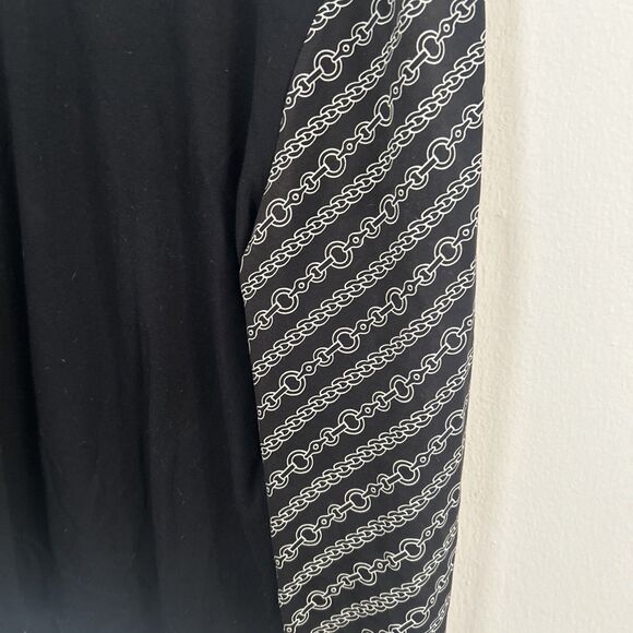 DREW Black Long Sleeve Top Chain Print Sleeves Made in USA Women’s M - Picture 4 of 6